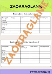 Zaokrąglanie liczb naturalnych i ułamków dziesiętnych - karta pracy/kartkówka