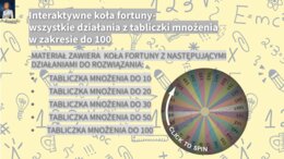 Interaktywne koła fortuny - cała tabliczka mnożenia do 100, w podziale na tabliczkę mnożenia do 10,20,30,50 oraz 100