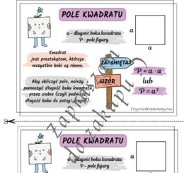 Pole kwadratu - wklejka do zeszytu.