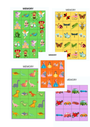 Memory - znajdź parę - 5 uniwersalnych plansz do gry