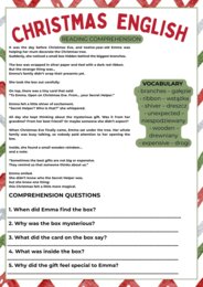 Christmas Reading Comprehension, świąteczna czytanka po angielsku