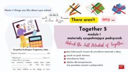 Together 5, unit 1, materiały uzupełniające podręcznik, Present Simple, There is/are, school subjects
