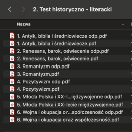 Zadania maturalne z j.polskiego - Test historyczno-literacki
