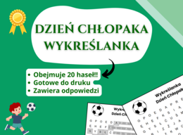 Wykreślanka „Dzień Chłopaka” 🎁👦 – klasy 1–8, świetlica, godzina wychowawcza, język polski