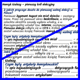 Henryk Walezy – pierwszy król elekcyjny: notatki i karta pracy