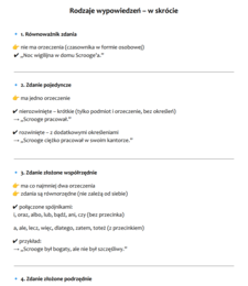 Rodzaje wypowiedzeń na E8 - teoria + ćwiczenia