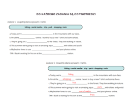 Together klasa 4 Unit 8 Dodatkowe zadania powtórzeniowe słownictwo gramatyka komunikacja miejsca w mieście nazwy czynności wykonywanych w wolnym czasie Present Continuous