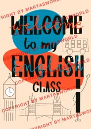 ✨ Welcome to my English class! ✨ - ręcznie rysowana, kolorowa wklejka📖✏️