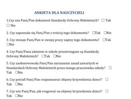 EWALUACJA OBOWIĄZUJĄCYCH W SZKOLE STANDARDÓW OCHRONY MAŁOLETNICH