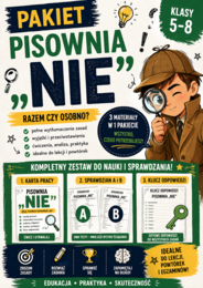 Pisownia „nie” – pakiet kl. 5–8 | karta pracy + sprawdzian A/B + klucz