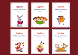 DYPLOM MAŁEGO CZYTELNIKA - pasowanie - BIBLIOTEKA - dyplomy – 12 wersji