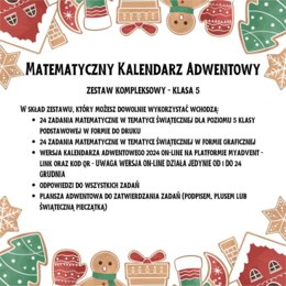 Matematyczny Kalendarz Adwentowy - klasa 5