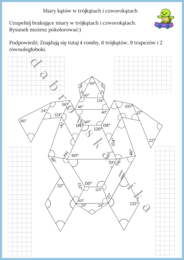 Miary kątów w trójkątach i czworokątach - żółwik