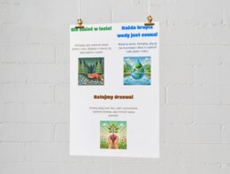 Plakaty edukacyjne. Życie w lesie. Wody. Owady. Ptaki. Nie śmieć w lesie. Każda kropla jest cenna. Ratujmy drzewa.