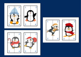 DZIEŃ PINGWINA – Dzień Wiedzy o Pingwinach - ZIMA – puzzle – układanka- układanki – biblioteka – świetlica – przedszkole – 12 wersji