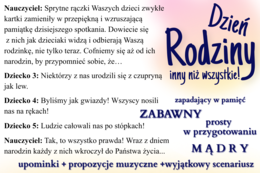 Dzień Rodziny/ Mamy i Taty inny niż wszystkie! Scenariusz przedstawienia + upominki