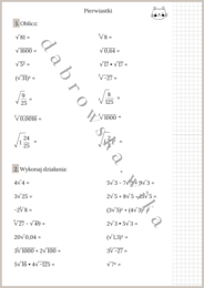 Pierwiastki - karta pracy