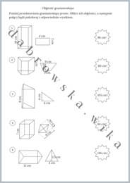 Objętość graniastosłupa - połącz bądź pokoloruj