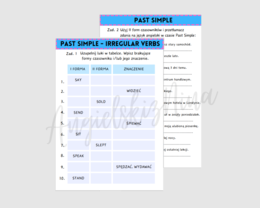 Past Simple – Irregular Verbs cz. 3 - czasowniki nieregularne - karta pracy - powtórka - ćwiczenia - egzamin ósmoklasisty - matura - angielski