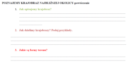 poznajemy krajobraz najbliższej okolicy