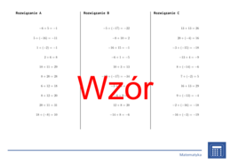 Dodawanie liczb całkowitych | matematyka | 26 kolumnv