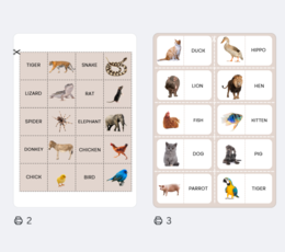 Animals memory game Super Minds 1 Starters