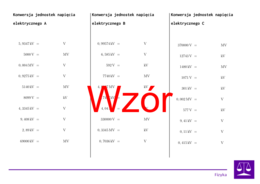 Konwersja jednostek napięcia elektrycznego | matematyka | 26 kolumn
