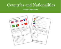 Countries and Nationalities Worksheet - Pańśtwa i Narodowości, 2 katy pracy, język angielski, dodatkowo czasownik "to be" w zdaniach twierdzących i zaimki osobowe
