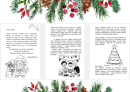 Świąteczna bajka terapeutyczna z morałem "List do Świętego Mikołaja", 9 stron do kolorowania, rewalidacja.