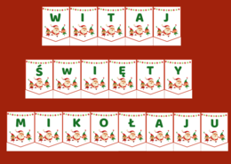 WITAJ ŚWIĘTY MIKOŁAJU – MIKOŁAJKI – Mikołaj – GIRLANDA – biblioteka – świetlica – przedszkole – gazetka – wersja 2