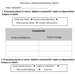 Karta pracy - edukacja polonistyczna