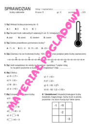 Sprawdzian. Liczby całkowite. Klasa 5. GWO