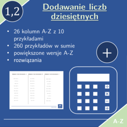 Dodawanie liczb dziesiętnych | matematyka | 26 kolumn