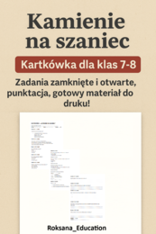 Kamienie na szaniec – Kartkówka dla klas 7–8 ✍️ | Zadania zamknięte i otwarte, punktacja, gotowy materiał do druku!