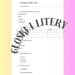 Głoski i litery kartkówka klasa 5