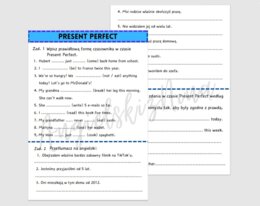Present Perfect - ćwiczenia karta pracy powtórka egzamin ósmoklasisty matura angielski