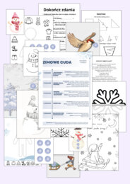 "Zimowe cuda" - opowiadanie, karty pracy, ilustracje - zadania na 5 dni!