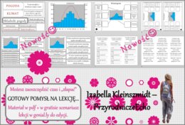 Pomysł na lekcję/karta pracy/stacje zadaniowe/notatki/ materiał do lekcji do tematu „Pogoda i klimat” w pdf. W gratisie niekomercyjny scenariusz lekcji/pomysł na lekcję w programie genial.ly do edycji. Geografia 5. Dział „Krajobrazy świata”.