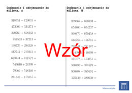 Dodawanie i odejmowanie do miliona | matematyka | 26 kolumn