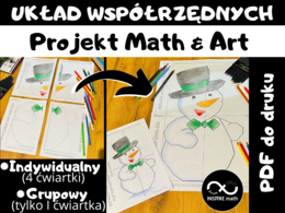 Zimowy projekt grupowy lub indywidualny. Układ Współrzędnych (zaznaczanie punktów) – ukryty obrazek bałwan. Projekt Math & Art. 2 wersje: cztery ćwiartki lub tylko I ćwiartka.