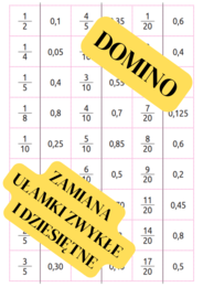 DOMINO - zamiana ułamki zwykłe i dziesiętne