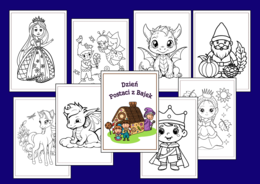 🧙‍♂️🦸‍♀️Kolorowanki - DZIEŃ POSTACI z BAJEK 🧚‍♀️ - 60 kart A4 do druku - biblioteka - świetlica