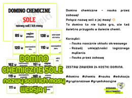 DOMINO CHEMICZNE SOLE nazwy soli i ich masy WERSJA 1