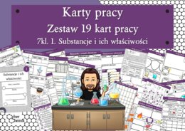 Karty pracy- Klasa 7. Chemia – Zestaw 19 kart pracy do działu 1 "Substancje i ich właściwości"​