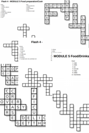 Flash 4 – Module 5 – krzyżówki - Food, Drinks, Food preparation, Cooking tools