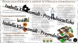 Sketchnotka - notatka „Rozwój dużych miast a zmiany w strefach podmiejskich” wykonana w power point do edycji. Geografia 7; „Ludność i urbanizacja”