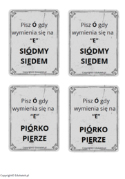 Memory ortograficzne – zasady pisowni z u-ó (wersja kolorowa)