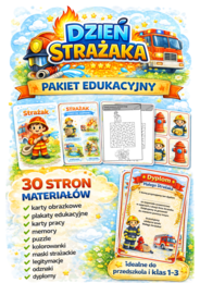 Dzień Strażaka – pakiet edukacyjny (30 stron) | karty pracy, plakaty, memory, dyplomy