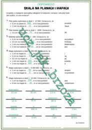 Skala na planach i mapach, klasa 6, karta pracy z hasłem