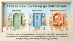 Zdrowie psychiczne. Psycholog, psychoterapeuta, psychiatra – czym się różnią? (gazetka szkolna / prezentacja)